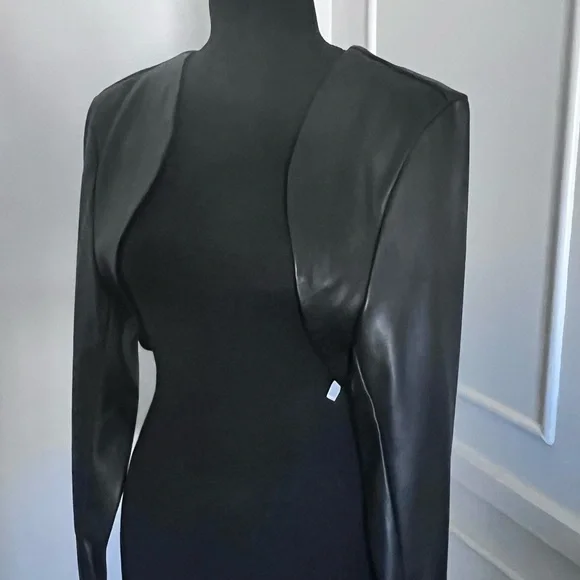 NWT ELOQUII Faux Leather Bolero/Sleeves/Shrug - Black Size 18 - Picture 6 of 7